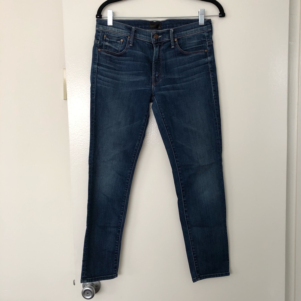 MOTHER Skinny Not Skinny Crop Jeans In Moontide